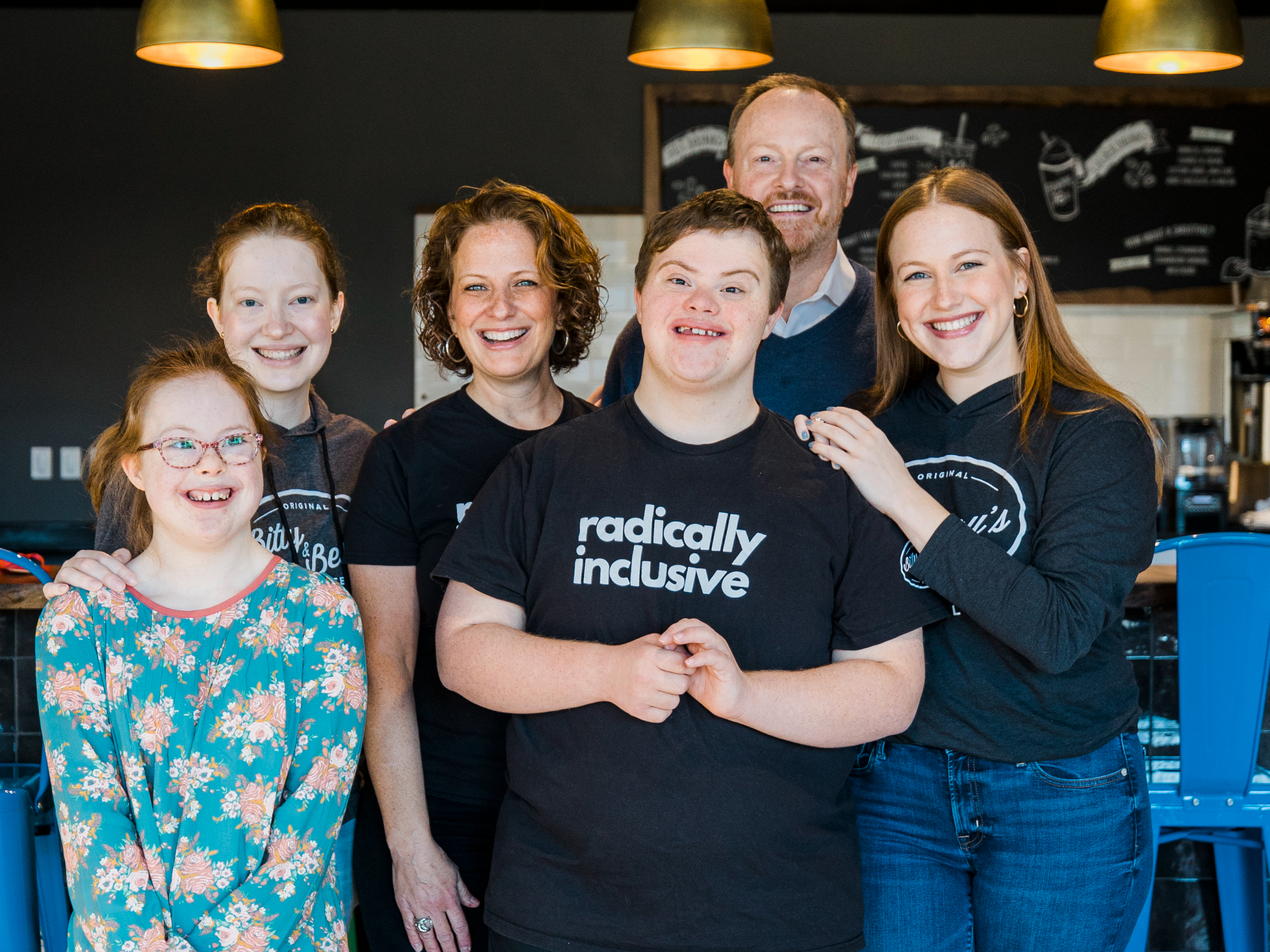 The Wright family, founders of Bitty & Beau’s Coffee, smiling together, representing their mission of inclusion and empowerment through fundraising. Learn more About Bitty & Beau’s Coffee Fundraising