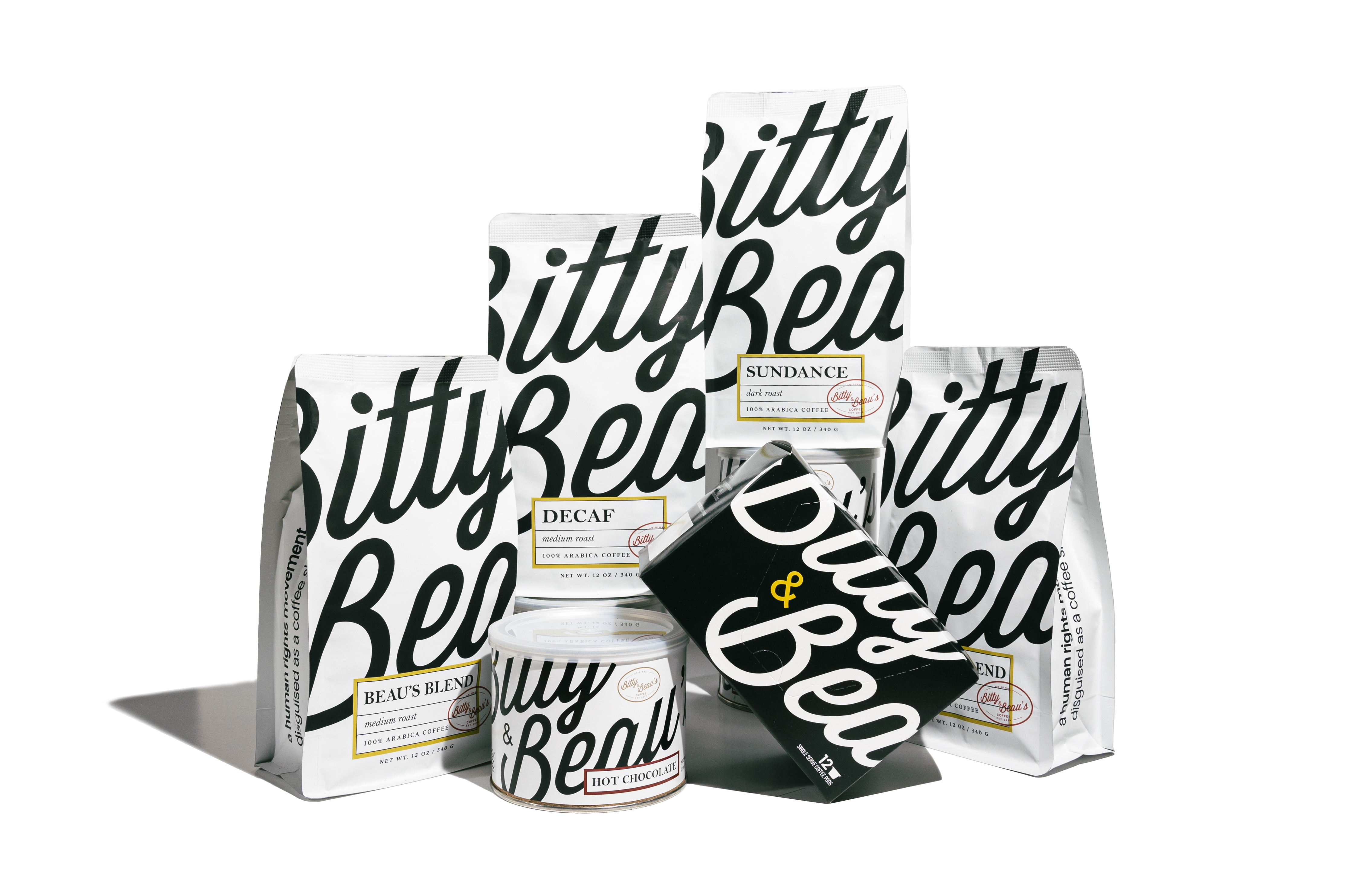 A display of Bitty & Beau’s Coffee fundraising products, including premium coffee blends, showcasing delicious options to help organizations raise funds